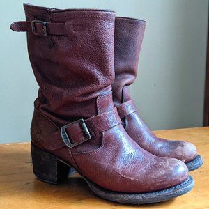 Frye Vera Short Boots Riding Motorcycle, Distressed Brown 76297